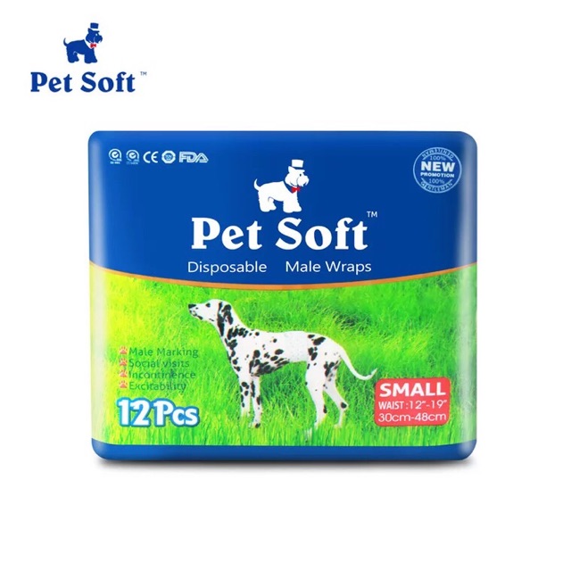 Bỉm vệ sinh cho chó đực Pet Soft 12 chiếc size S (4-8kg)