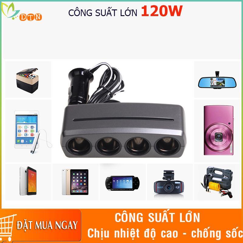 Bộ chia tẩu 4 cổng trên ô tô - Công suất 120w chống sốc, chịu nhiệt độ cao.