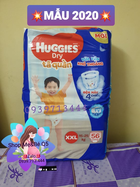 TÃ QUẦN HUGGIES ĐỆM MÂY 4 CHIỀU SIZE XXL56 MIẾNG