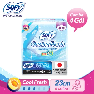 Combo 4 gói Băng vệ sinh Sofy Cooling Fresh Ultra Slim 0.1 23cm (Gói 8 Miếng)