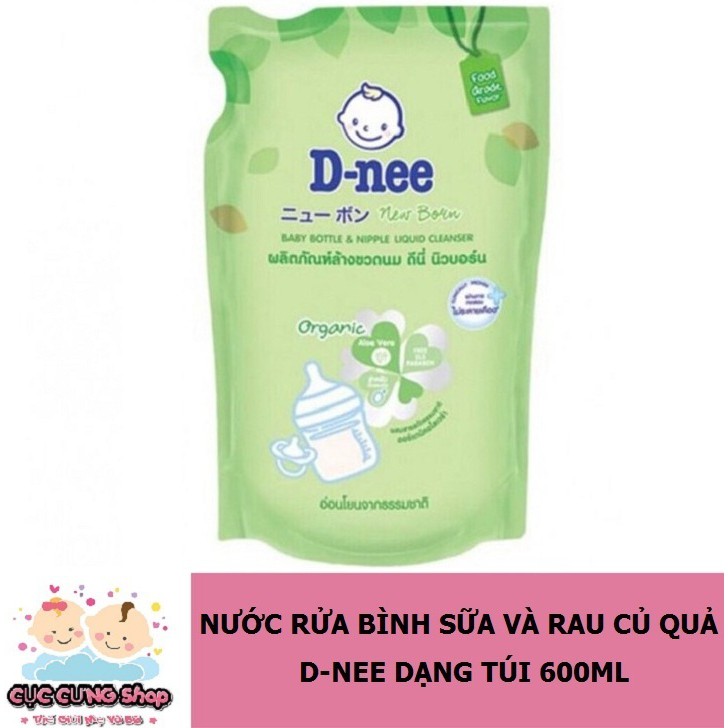 Nước rửa bình sữa dnee organic 600ml - mẫu mới 2019