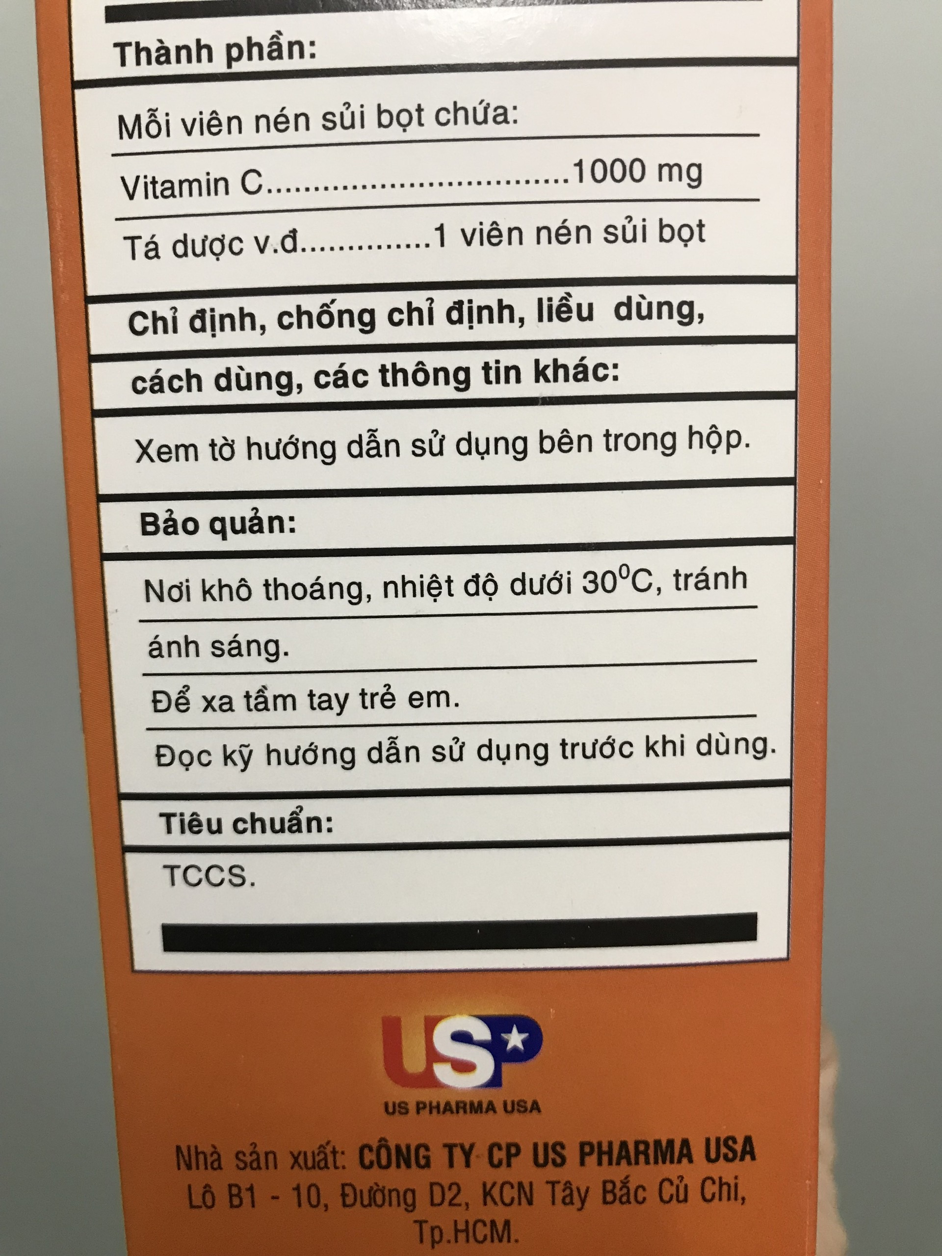 Viên nén sủi Vitamin C 1000mg [Hộp 40 viên]