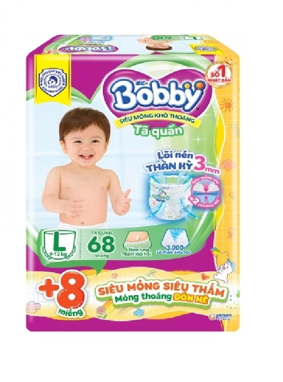 Tã quần bobby l68 + 8 miếng