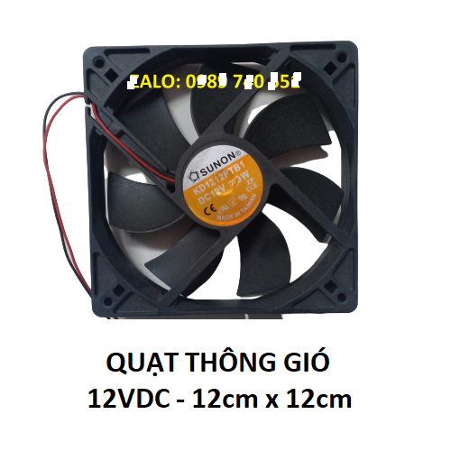 Quạt thông gió, làm mát 12x12x 2.5 cm - 12V