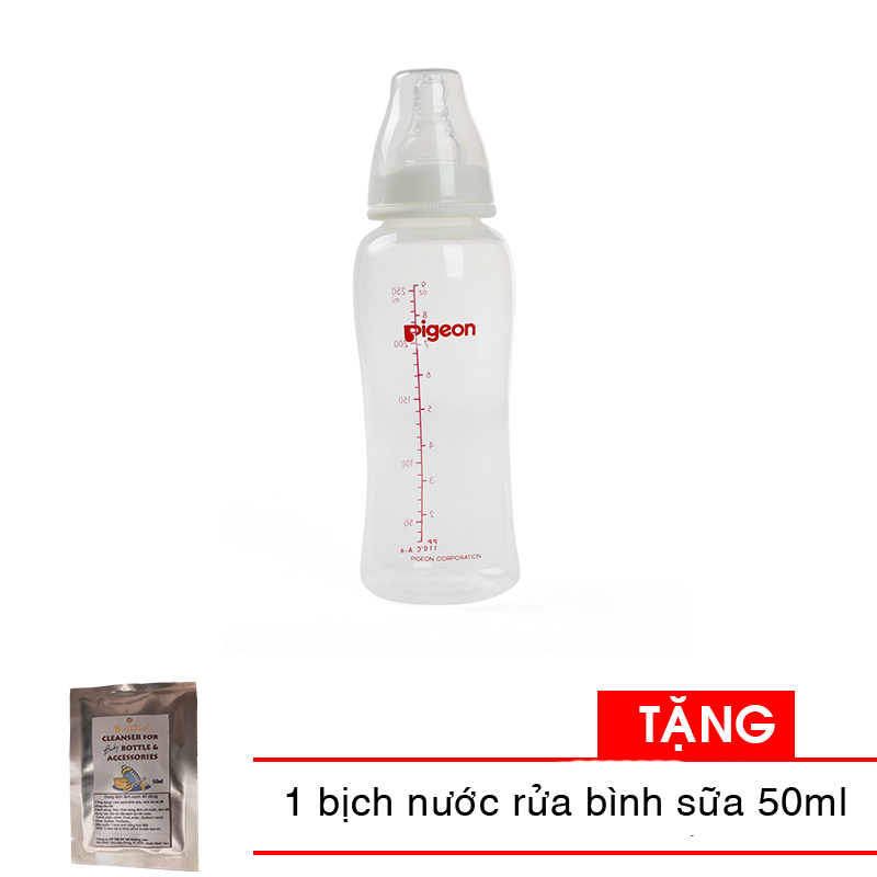 Bình sữa Pigeon Streamline 150ml / 250ml TẶNG 1 bịch nước rửa bình sữa 50ml