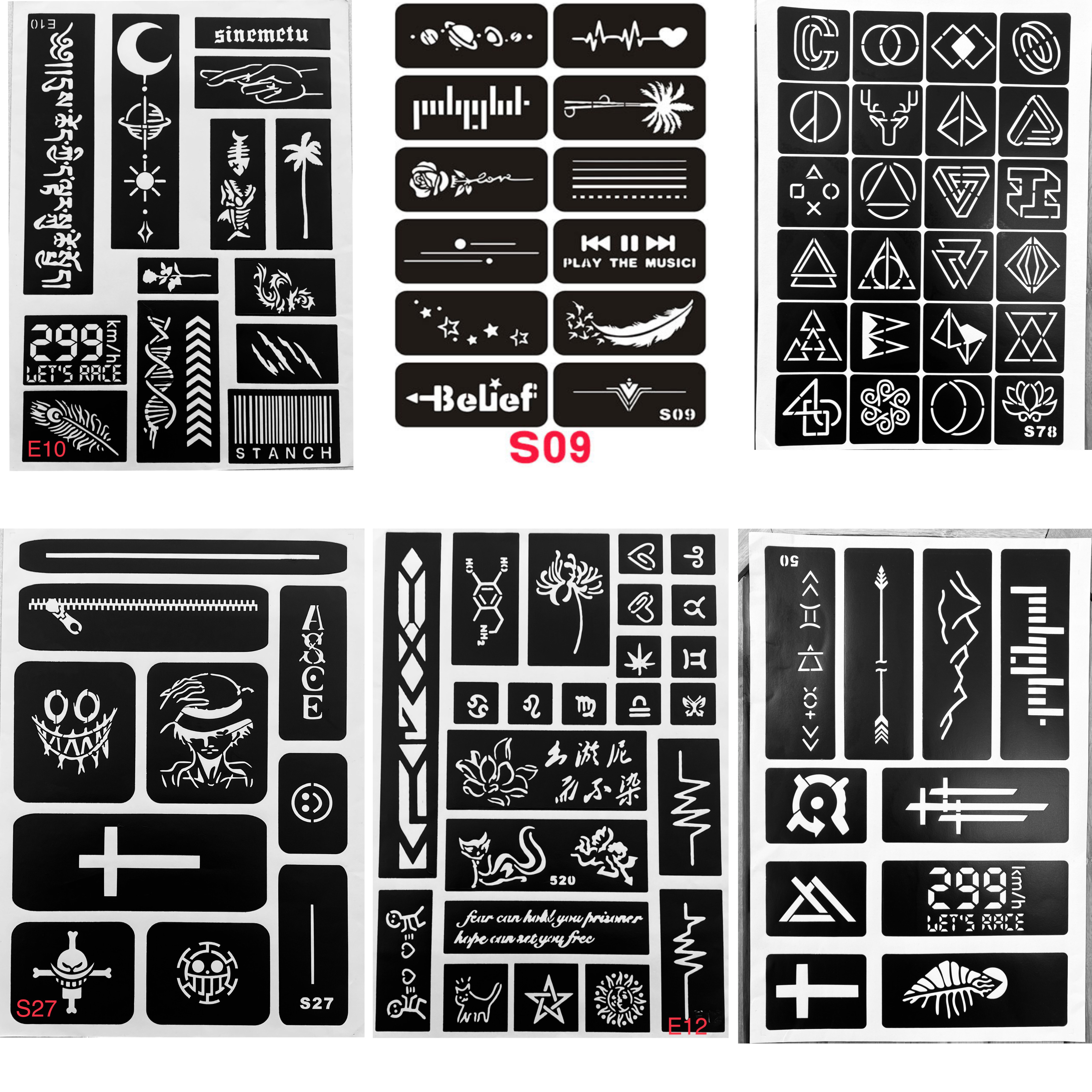 [HCM] Khuôn Xăm Tattoo Cá Tính-Độc-Lạ tấm A4 (Không kèm mực xăm)
