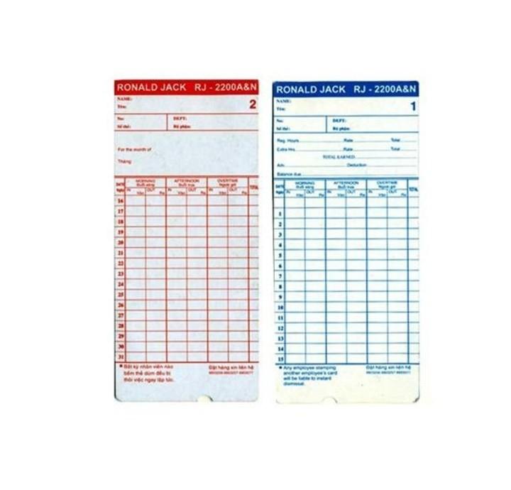 Thẻ chấm công mỏng - xấp 100 tờ