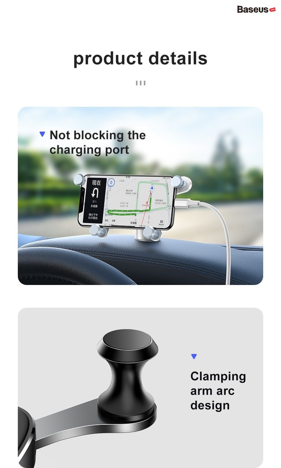 Bộ đế giữ điện thoại trên ô tô Baseus Horizontal Screen Gravity Holder