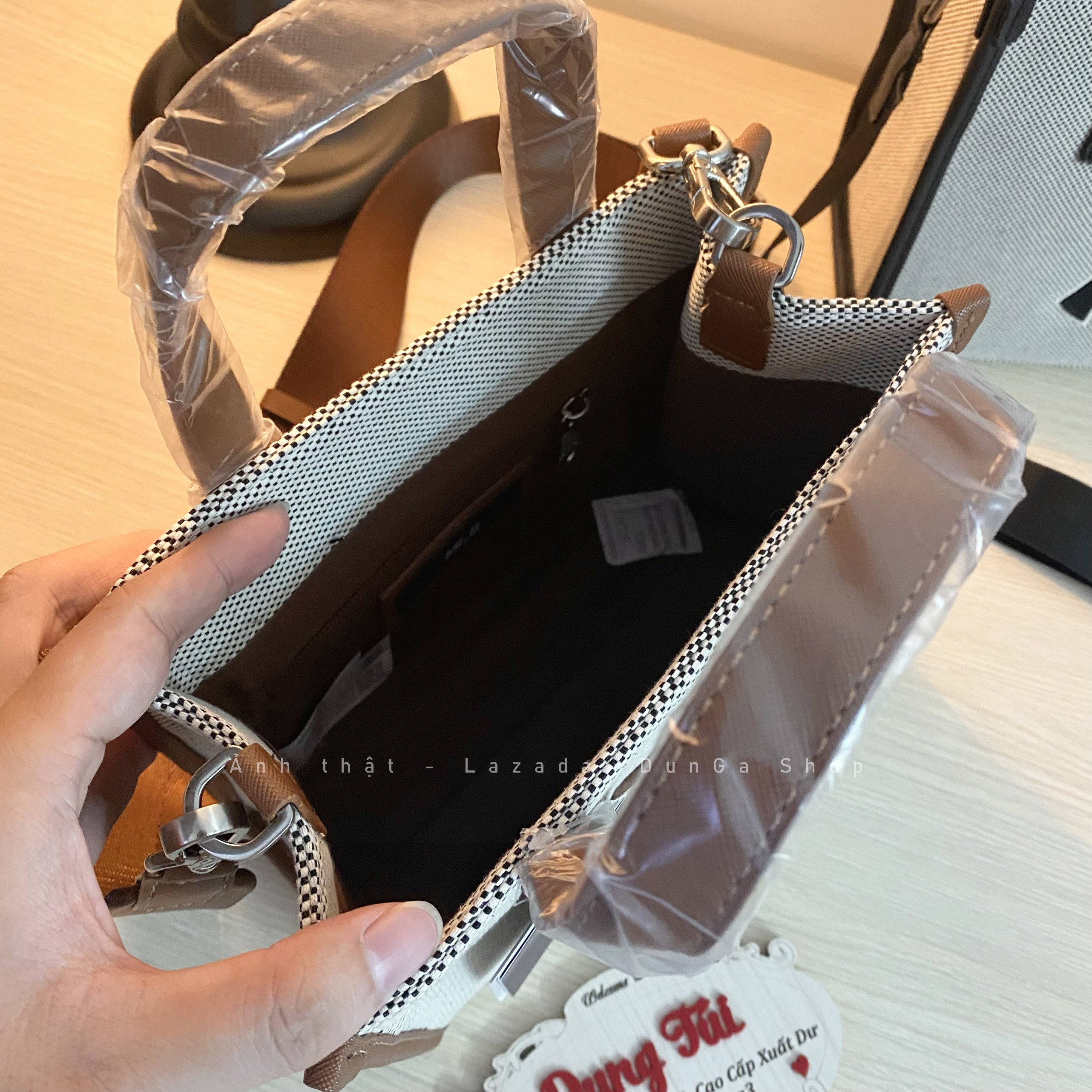 Túi đeo chéo quai xách basic canvas tote size 23 (đen / nâu / xanh)