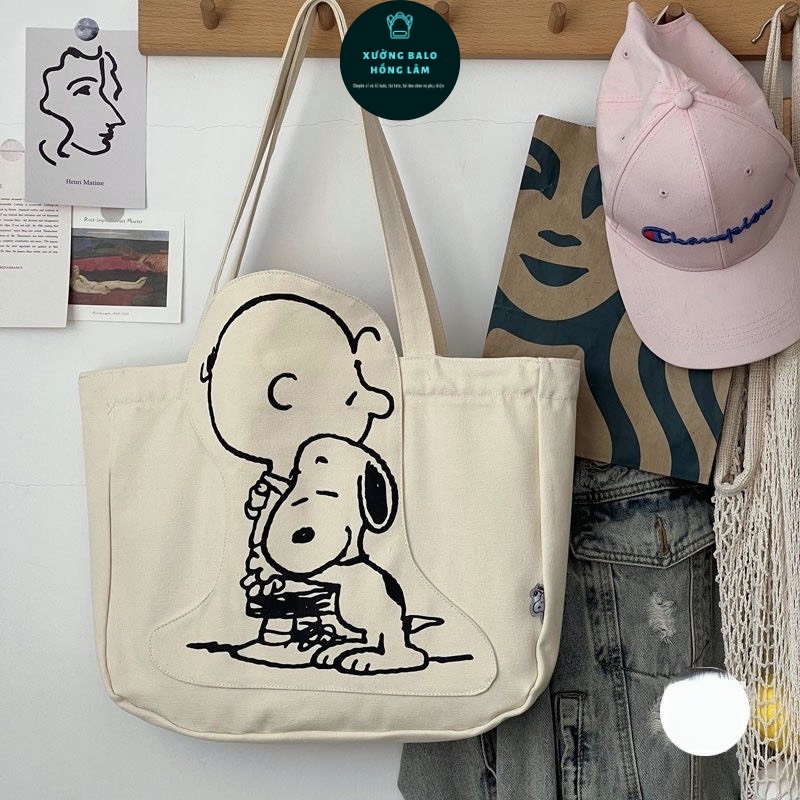 túi vải tote snoopy đeo vai