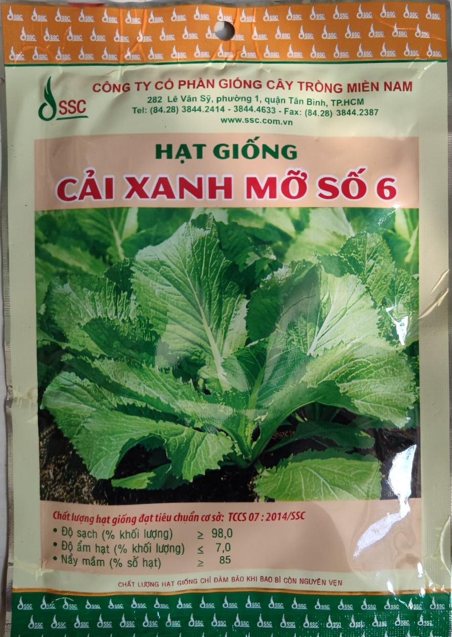 Hạt giống cải xanh mỡ số 6 của công ty Giống cây trông Miền Nam 50gr/ gói