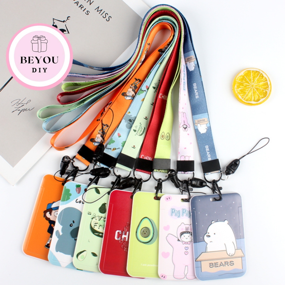 Strap student card (Style C) strap vertical card for school student office worker KUTE astray-combo Wire & Card-beyou