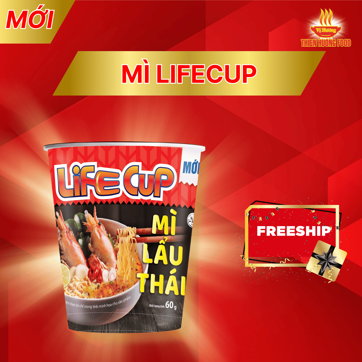 Thùng 24 Ly Mì Lẩu Thái Life Cup 60g/ly