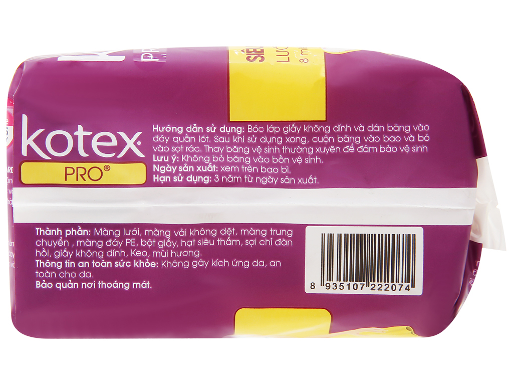 Băng vệ sinh Kotex Pro siêu mỏng không cánh 8 miếng