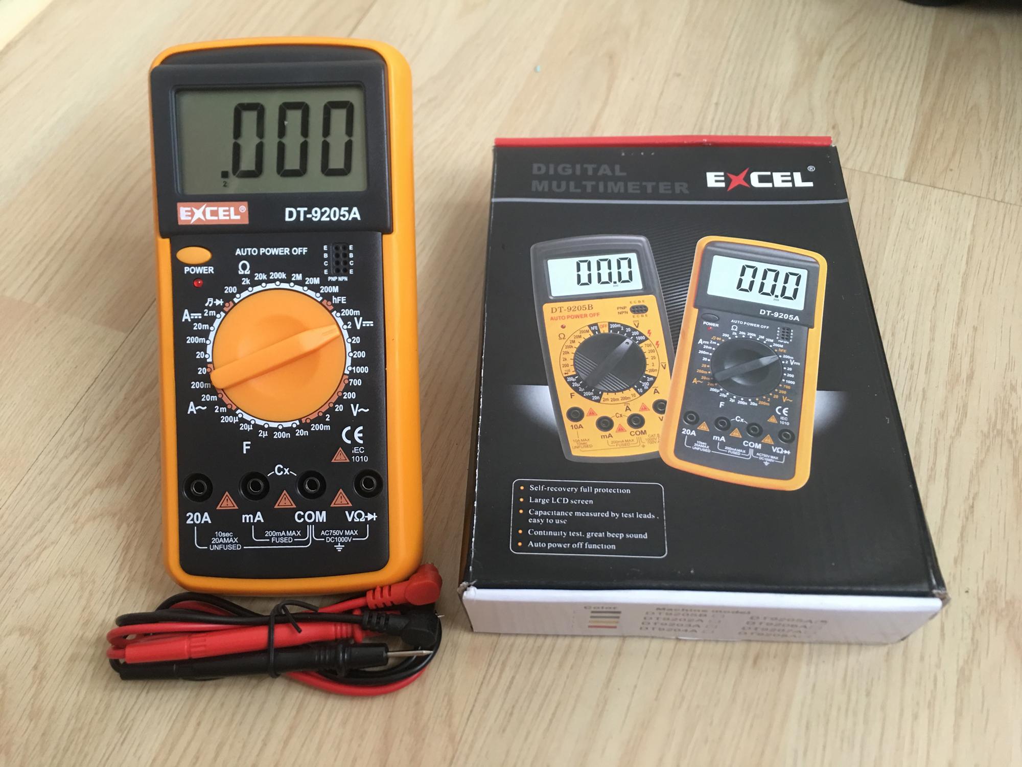 Đồng hồ đo vạn năng Digital Multimeter Excel DT9205A (Đen phối vàng)