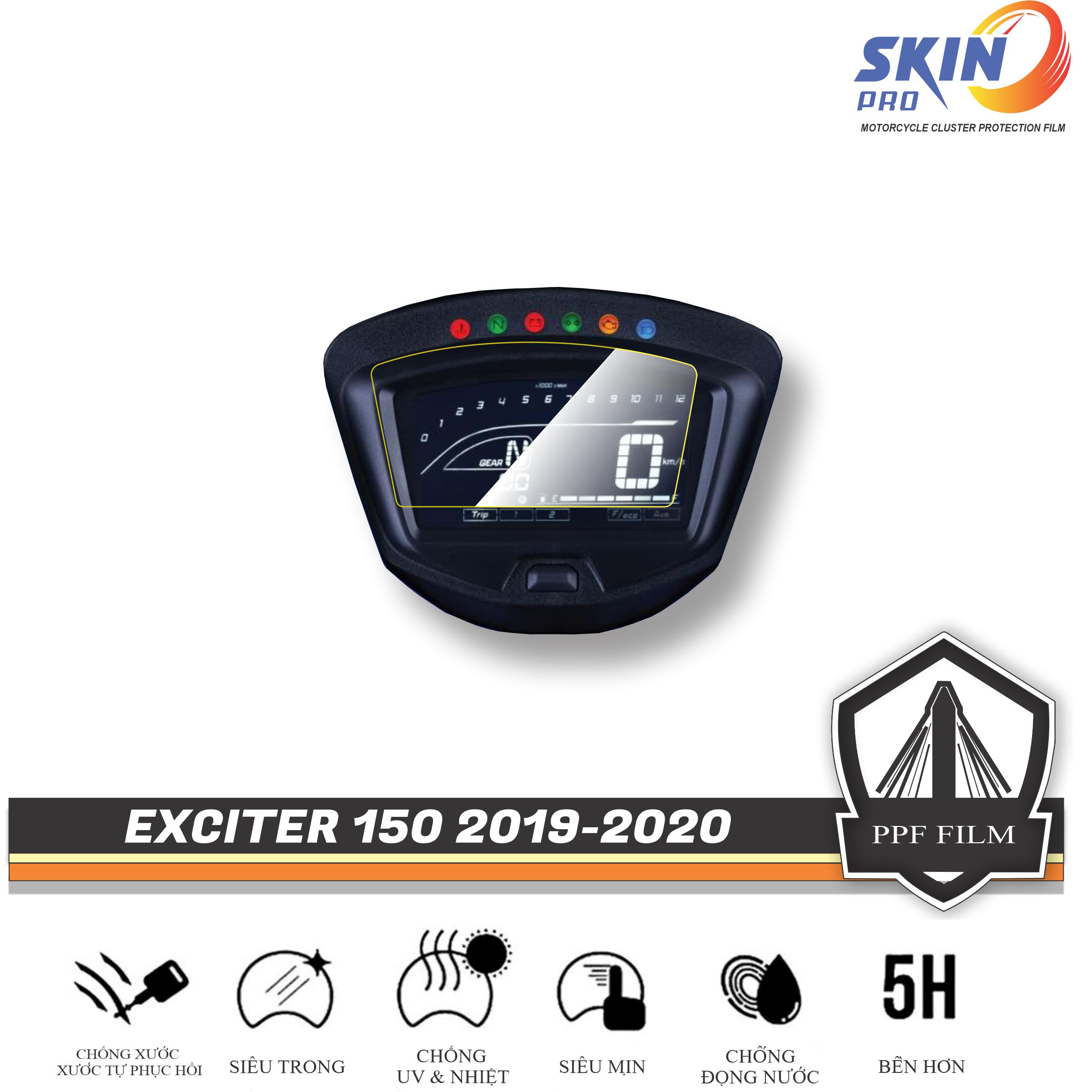EXCITER 150 2019 2020 Miếng dán PPF bảo vệ và làm mới mặt đồng hồ EXCITER 150 2019 2020 - PPF CAO CẤP - TỰ PHỤC HỒI XƯỚC