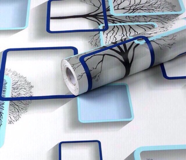CUỘN 10M GIẤY DÁN TƯỜNG MÃ Ô VUÔNG XANH