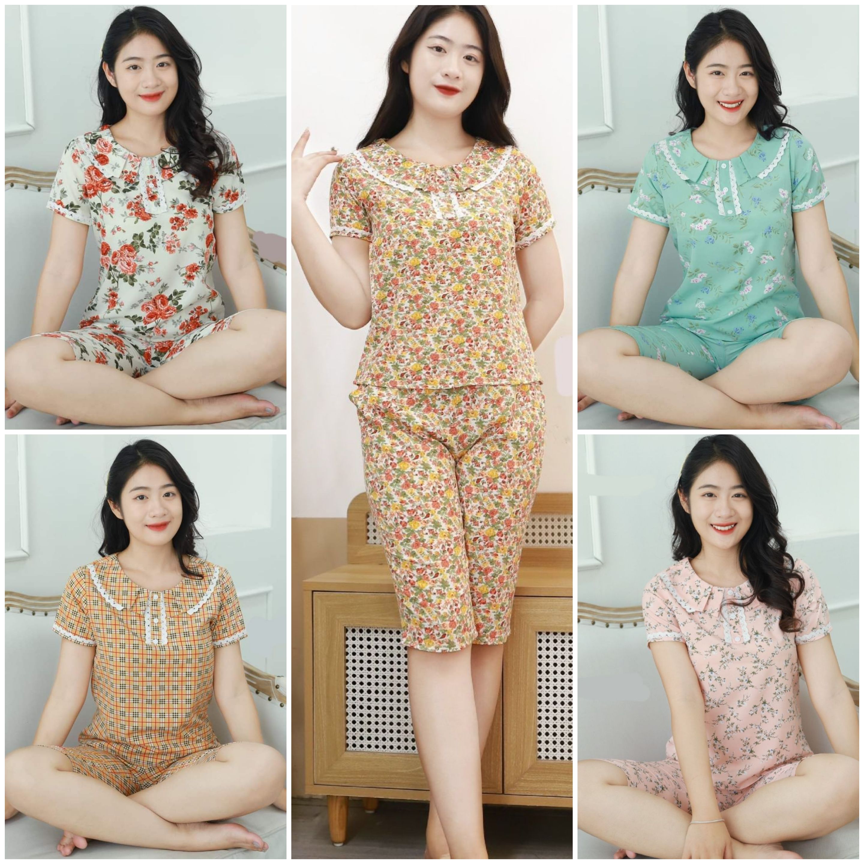 (BunnySky) Đồ bộ mặc nhà lửng lụa mềm mịn, quần áo nữ mẫu lửng mặc hè