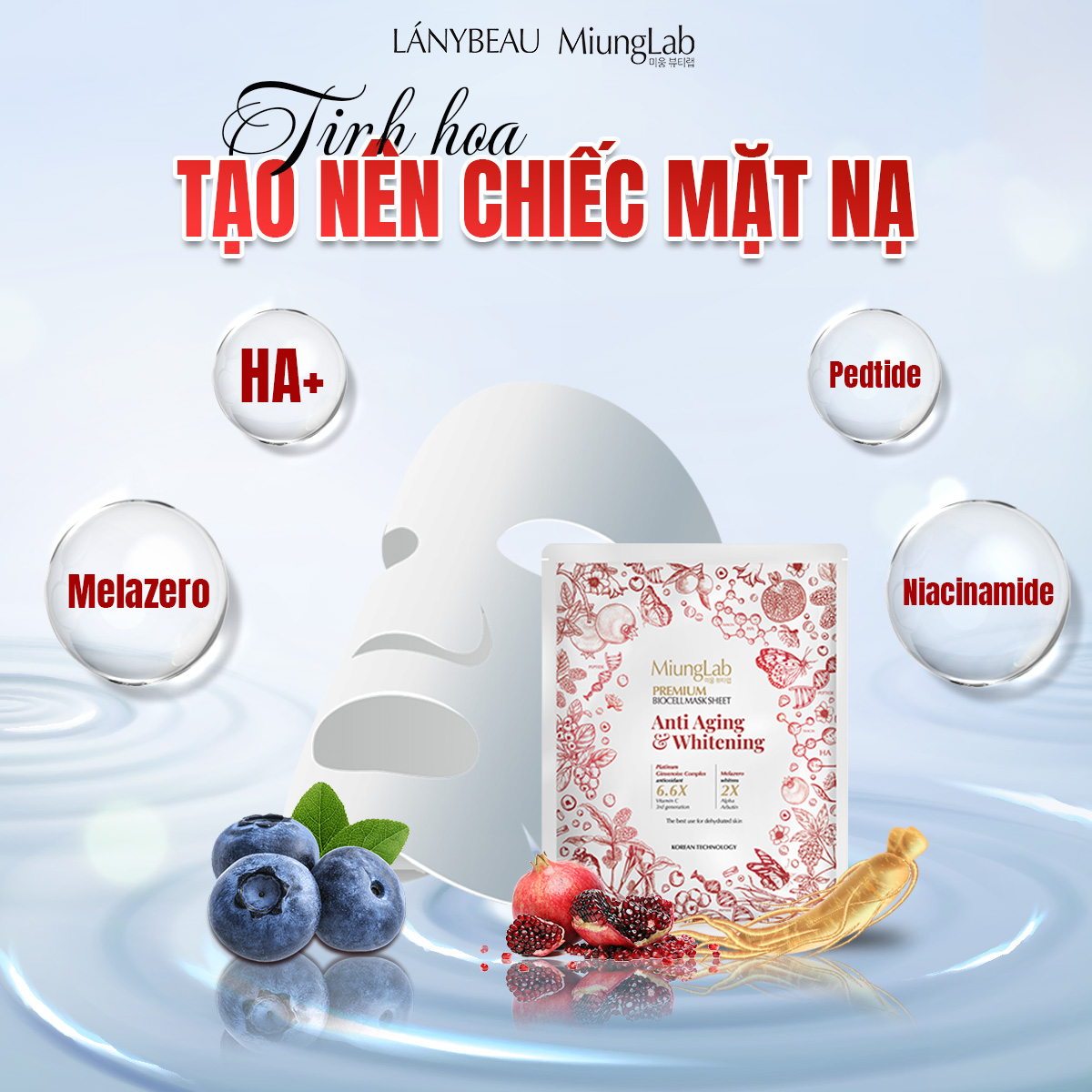 [Chính Hãng] Mặt nạ Dừa trắng da, trẻ hóa Biocel Mask MiungLab (8 miếng/Hộp)