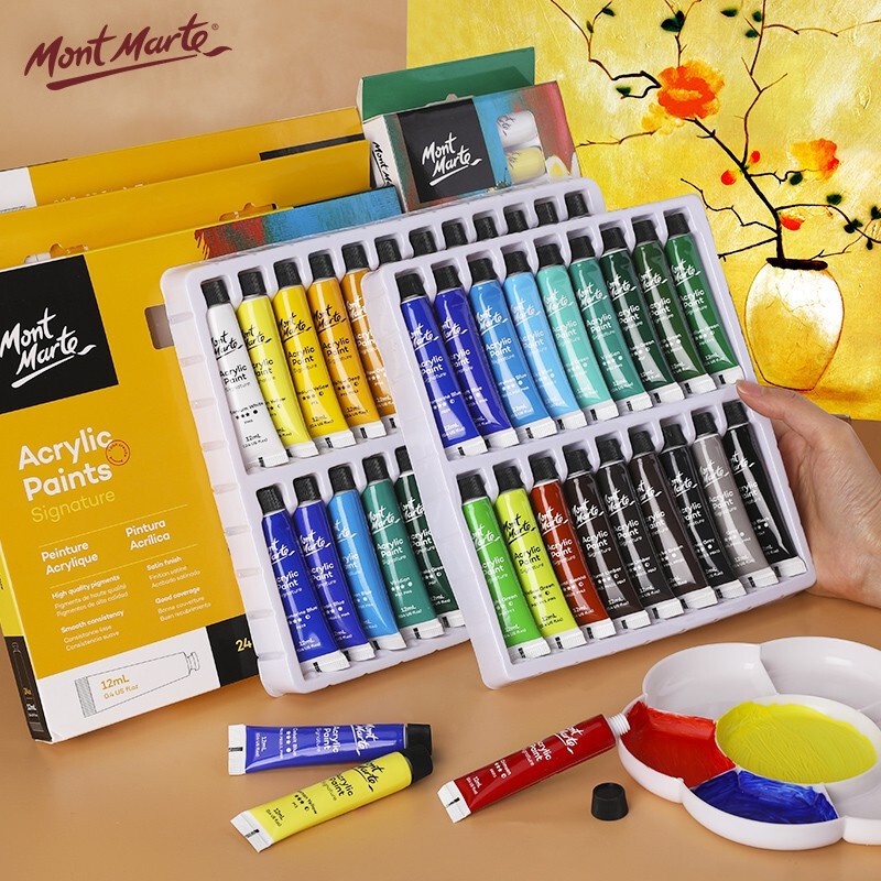 [ TÂM TÂM ]-Bộ Màu Acrylic Mont Marte 12/18/24 Màu x 12ml, Mont Marte Acrylic Paints