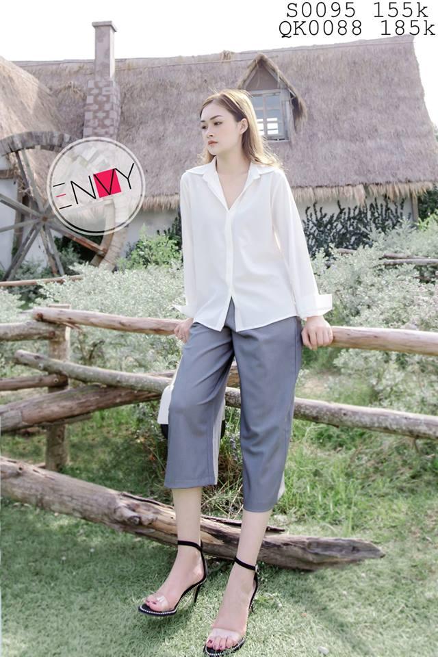 Sơ mi nữ truyền thống ENVY - S0095 Áo Sơ Mi Chất Lụa Mềm Mịn
