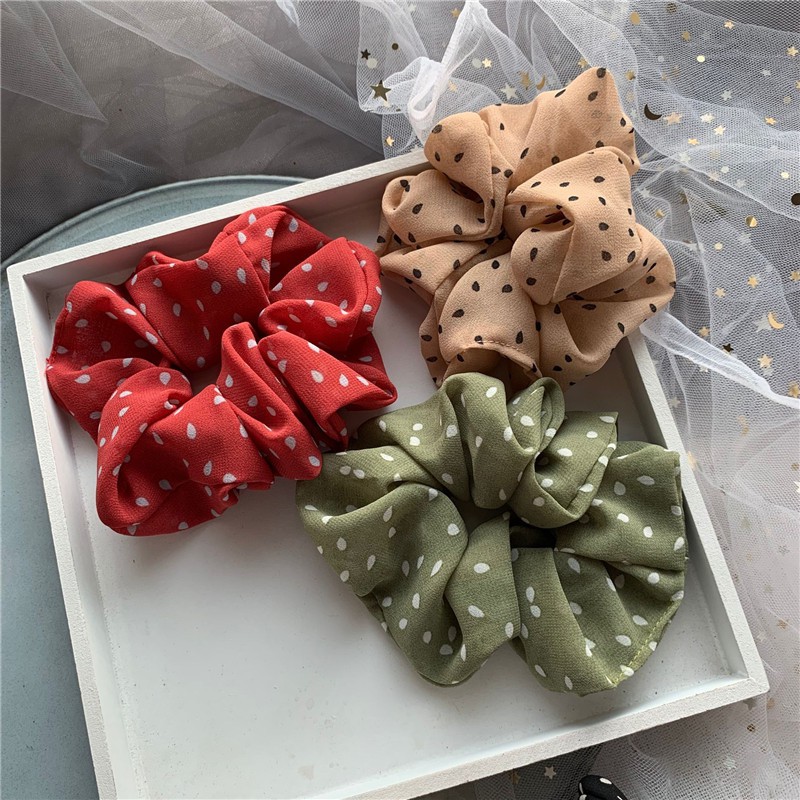 Buộc tóc scrunchies Buộc tóc chấm bi 1021N -HD365