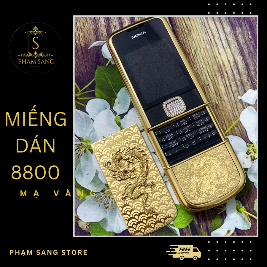 Miếng Dán Thay Da Nokia 8800 Arte Rồng 3D Mạ Vàng
