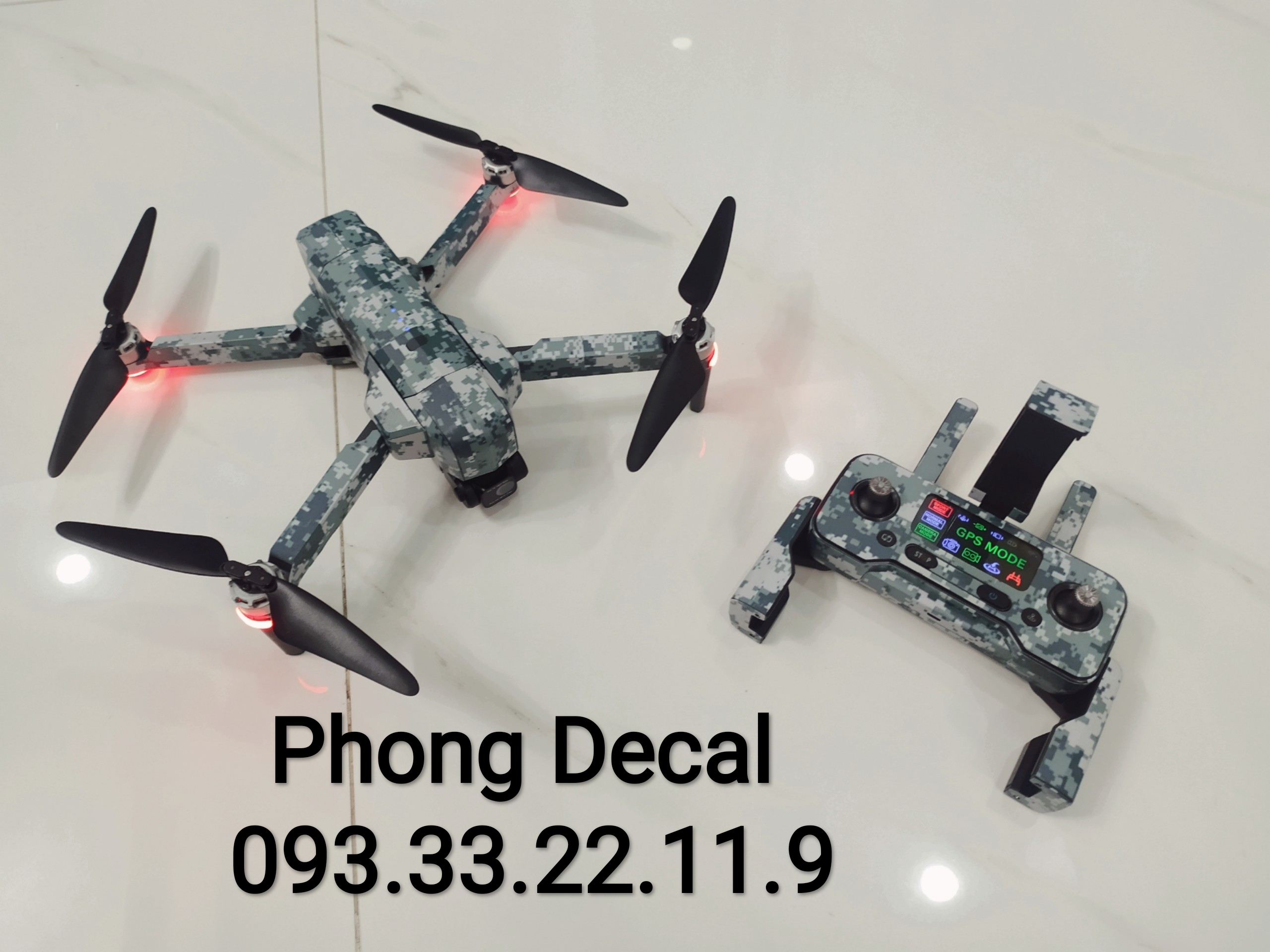 Skin Decal Dán Flycam F11S 4K Pro - Full Body - Camo Xám