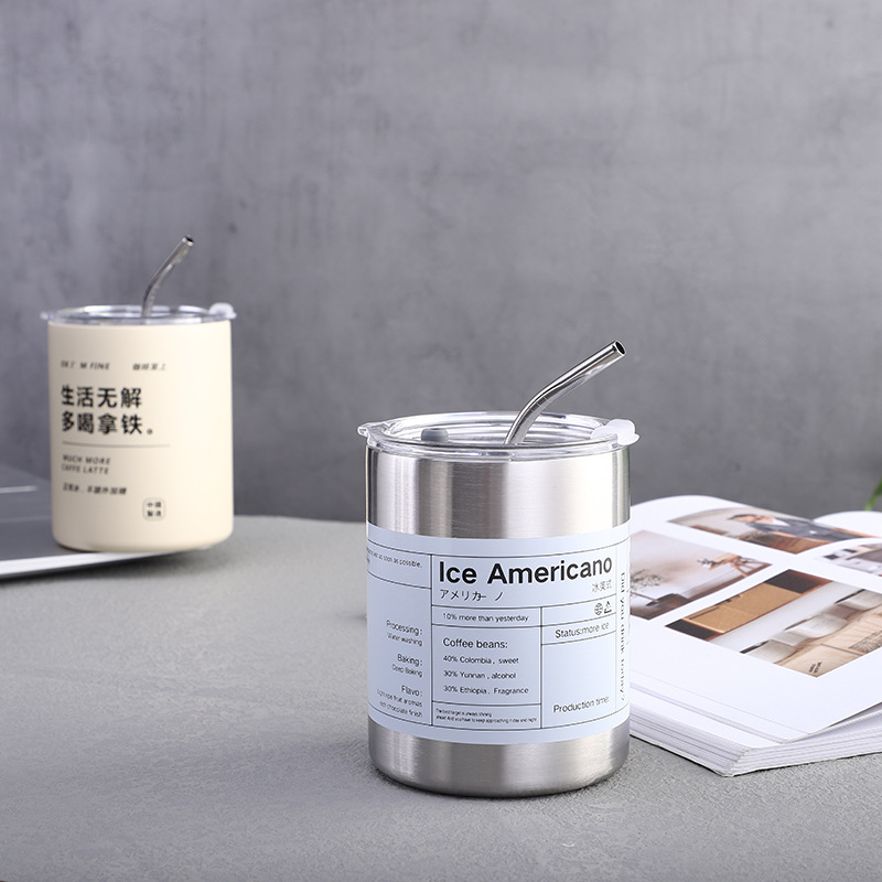Cốc Uống Nước Giữ Nhiệt 350/600ML Mini Ly Giữ Nhiệt Inox 304 Có Ống Hút Ly Uống Coffee Hiệu Suất 6-8 Tiếng