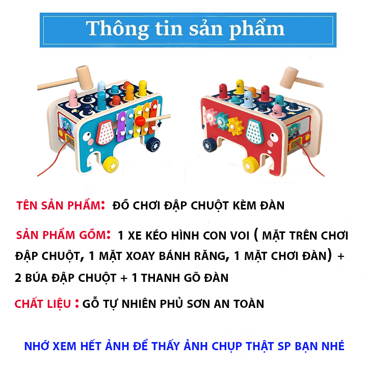 Đồ chơi đập chuột 3 trong 1 bằng gỗ cho bé