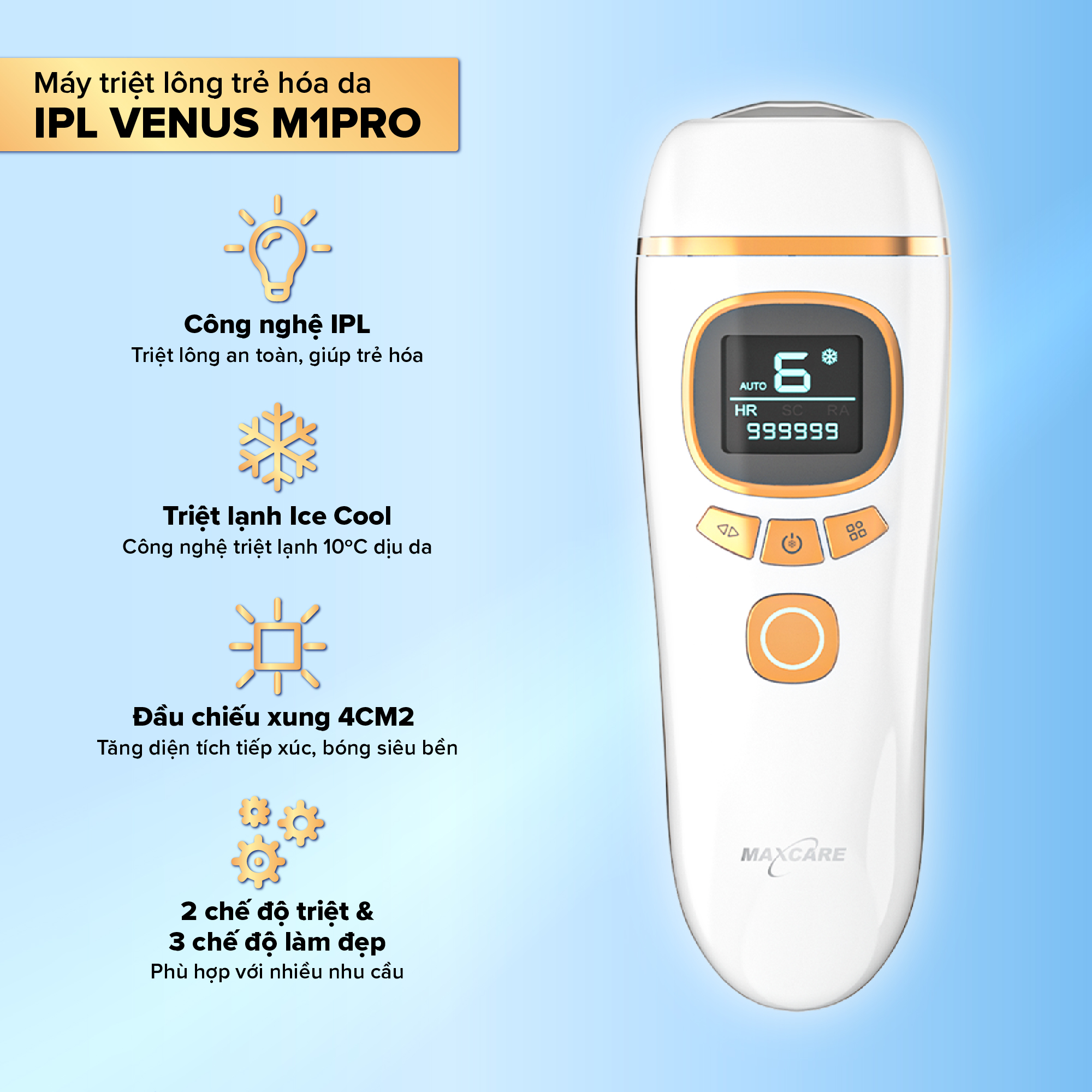 Máy triệt lông và trẻ hóa da cá nhân IPL Maxcare
