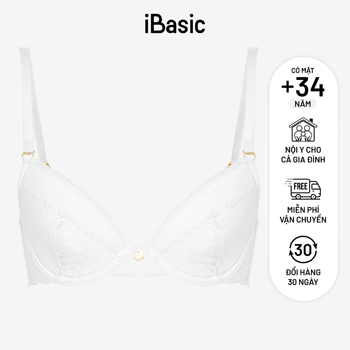 Áo ngực có gọng iBasic mút mỏng full ren BRAY089