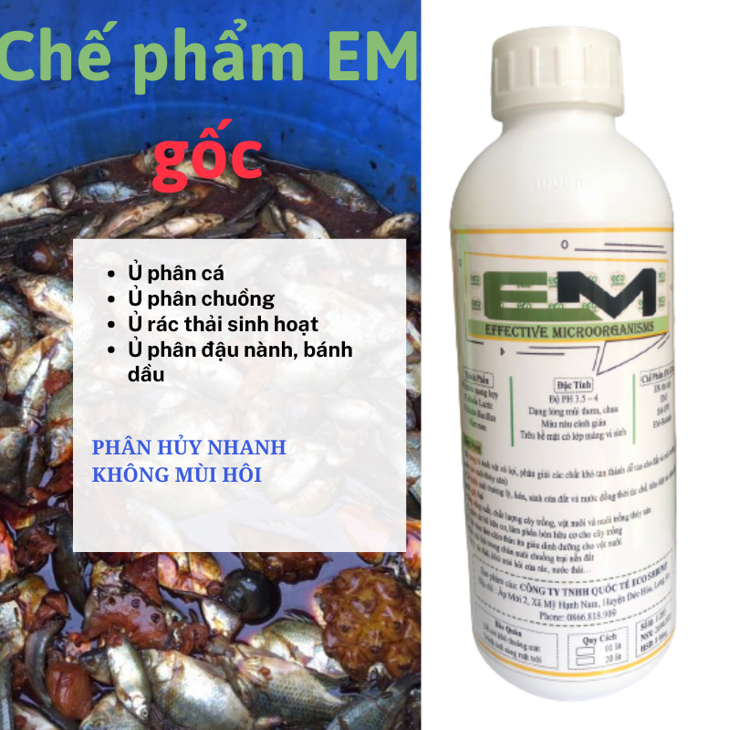 Chế phẩm EM gốc (1 lít), EM-1 mật độ vi sinh cao