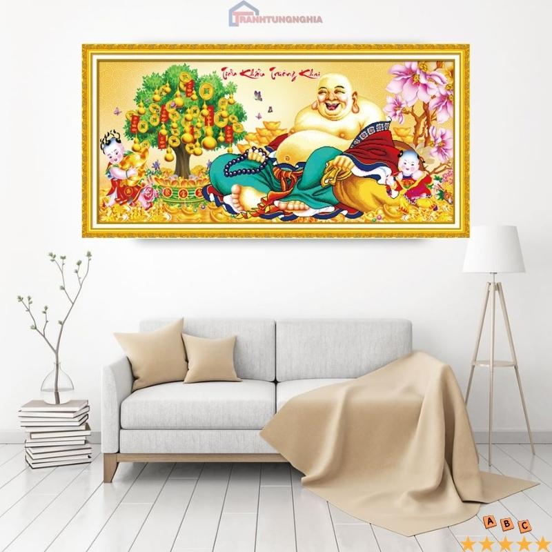 Tranh đính đá phật di lạc 1m x 50cm