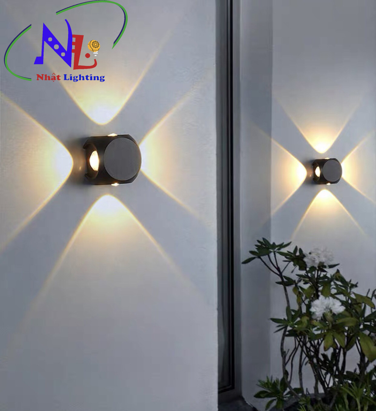 Đèn vách tường ngoài trời vnt6009/đen & vnt6010/trắng lắp biệt thự, khách sạn