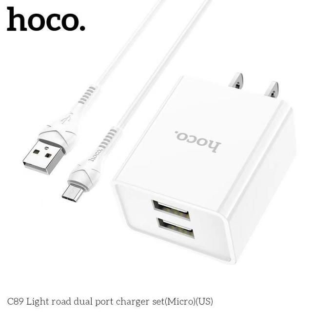 Bộ Sạc Nhanh Hoco C89 2 Cổng Usb Micro 2.1a Dài 1.0m