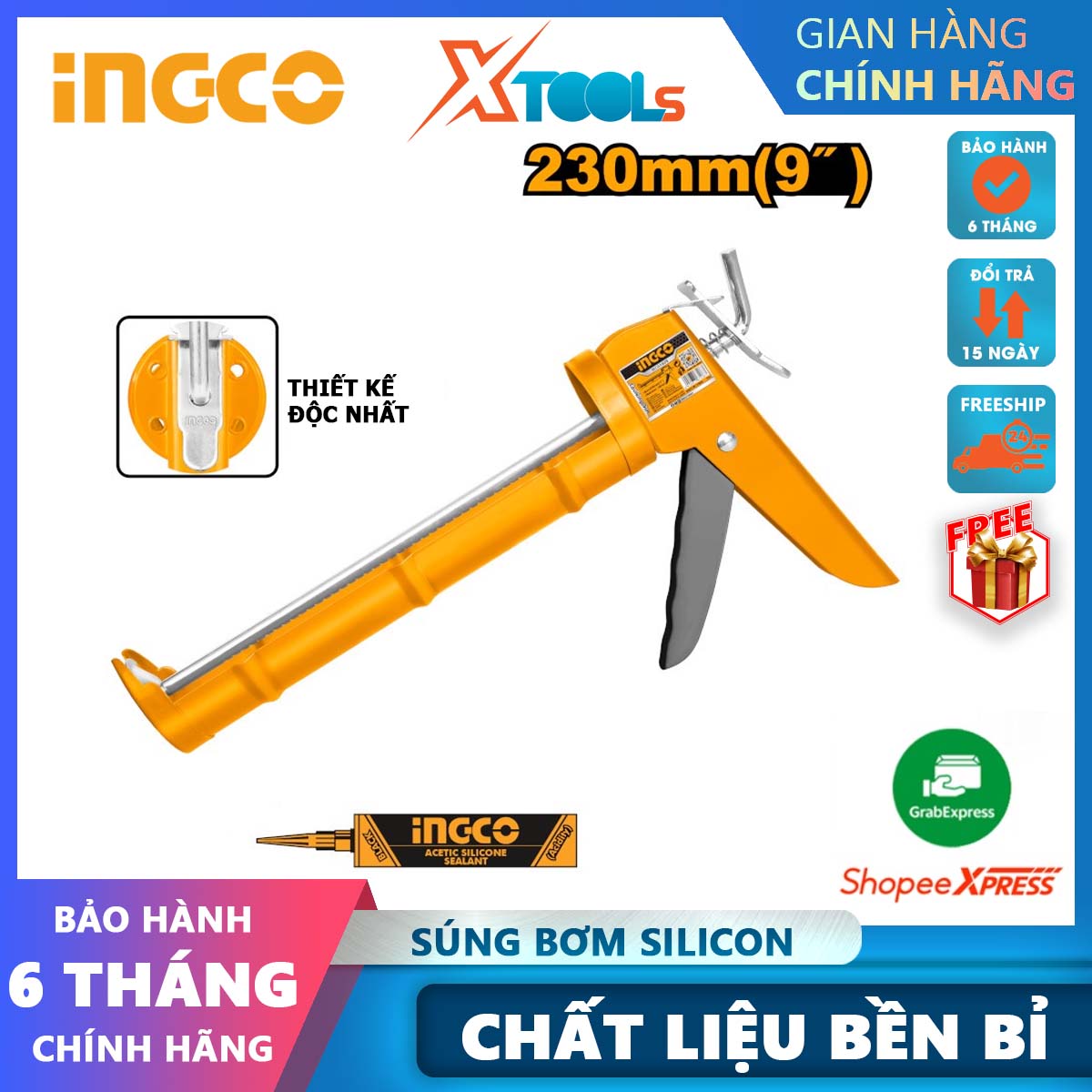 Ingco hcg1809 silicone glue gun length 230mm-Original