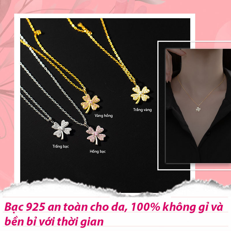 vòng cổ mecy cao cấp 925 cỏ 4 lá