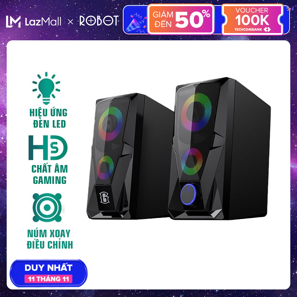 [SĂN VOUCHER 7%] Loa vi tính Gaming ROBOT RS200 Thiết kế cho game thủ hiệu ứng đèn LED RGB chất...