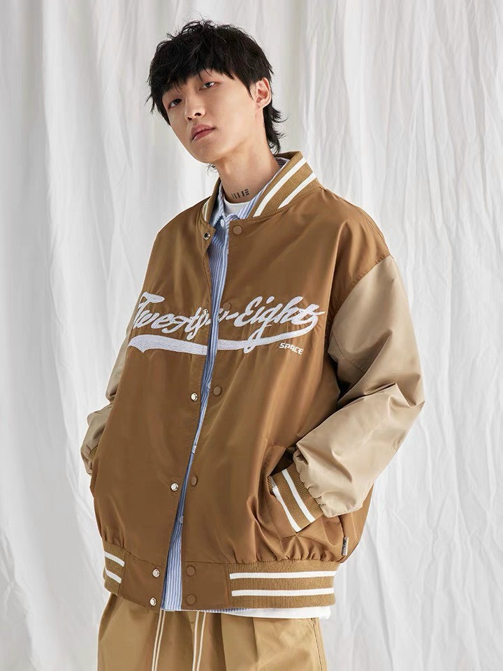 Áo khoác dù bomber bóng chày thêu chữ logo nổi độc lạ đẹp mắt