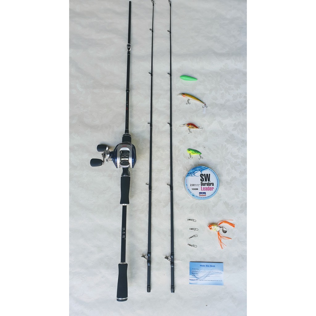 Bộ cần câu lure máy ngang hunting black cần 2 ngọn bạo lực bộ cần câu lóc
