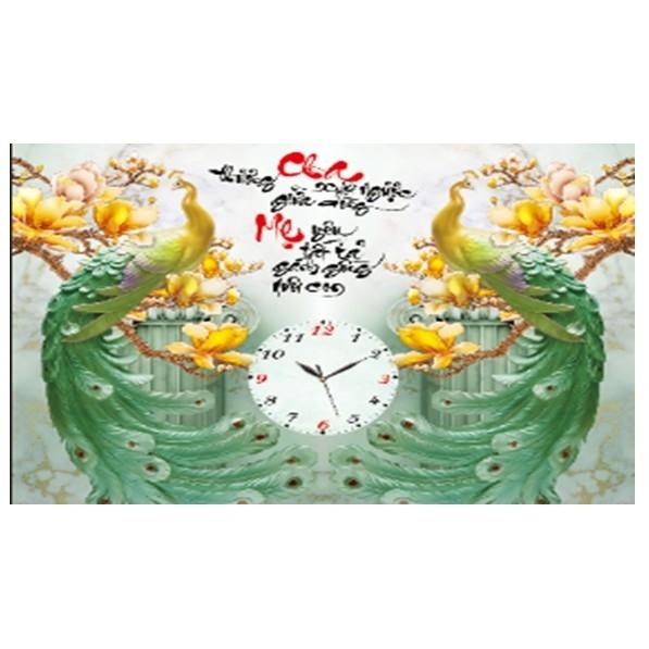 tranh đính đá Đồng Hồ Cha Mẹ LV157(68x53cm)