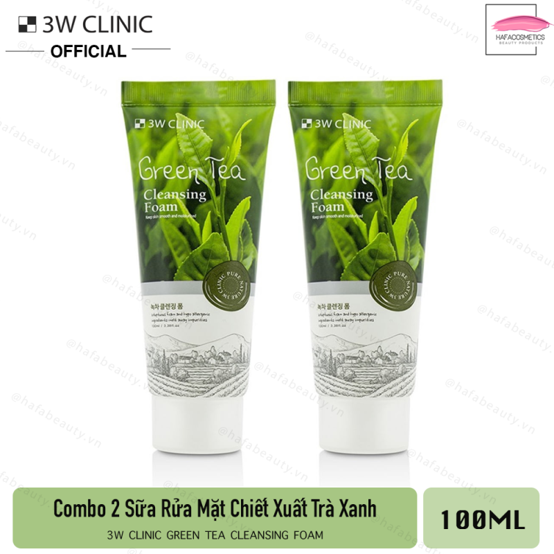 Combo 2 Sữa Rửa Mặt Chiết Xuất Từ Trà Xanh 3w Clinic Green Tea Foam Cleansing 100ml x2 _ 3W Clinic Chính Hãng giá rẻ
