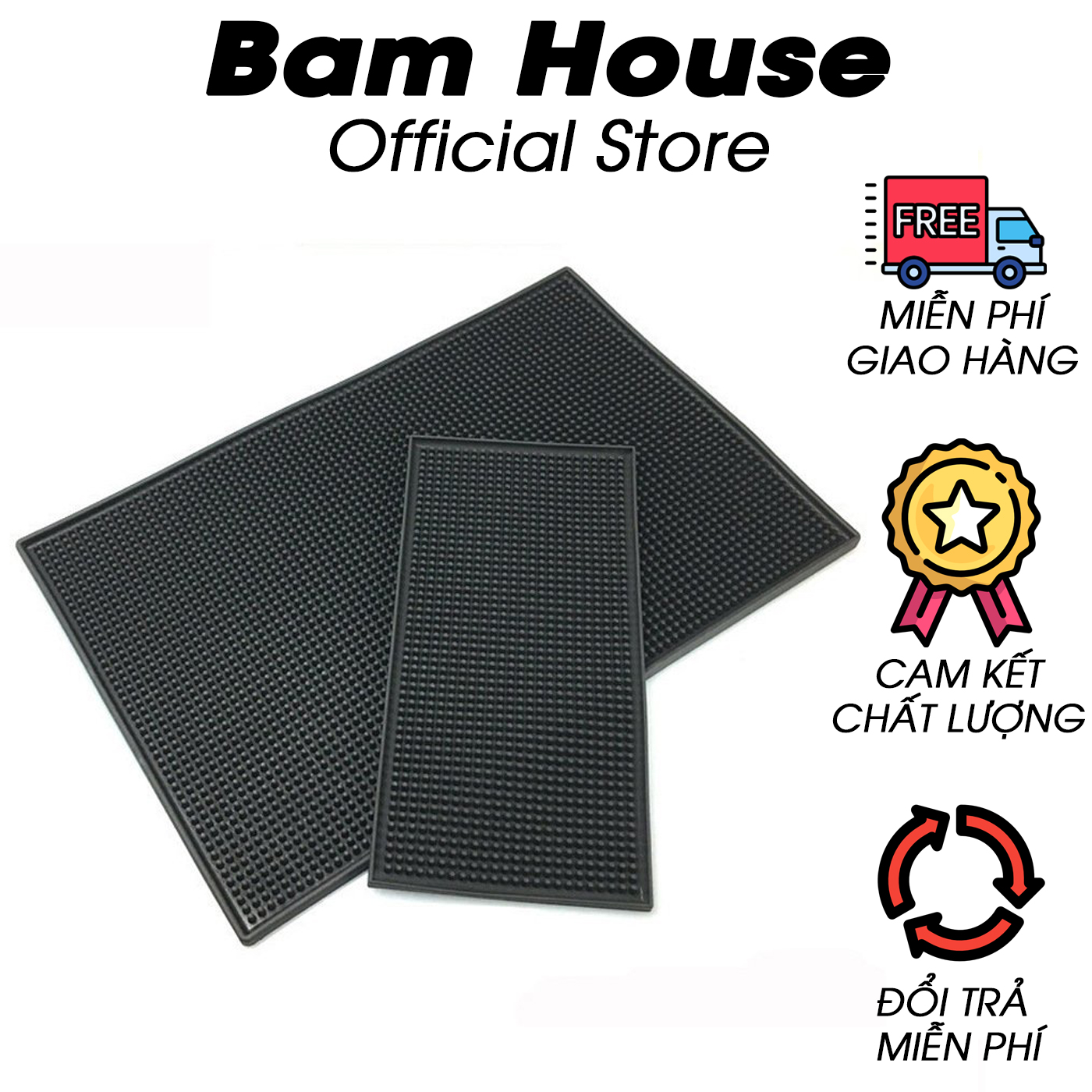 Thảm cao su úp ly Bam House nhiều kích thước chống trơn trượt cao cấp quầy
