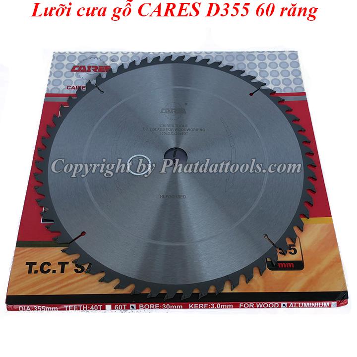 Lưỡi cưa gỗ CARES D355mm cao cấp-Lỗ cốt 25,4-30mm