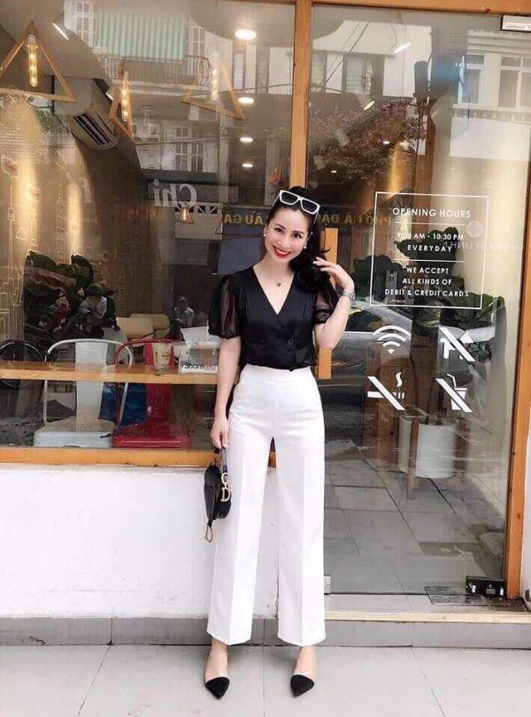 Quần ống rộng suông đẹp lưng cao khóa sườn