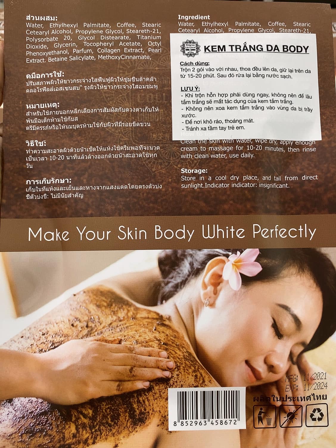 Tắm Trắng Cà Phê Body Thái lan