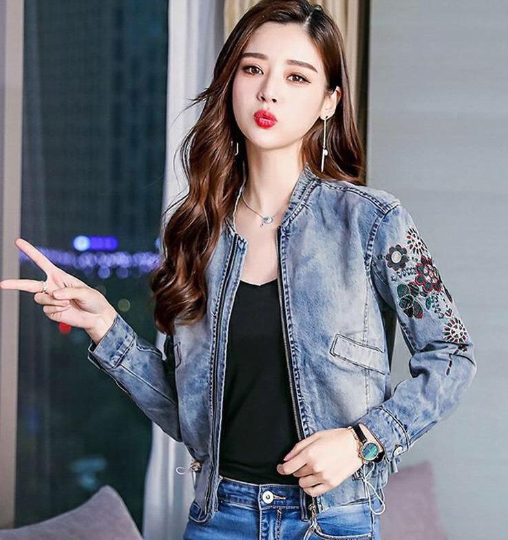ÁO KHOÁC JEAN NỮ THÊU HOA