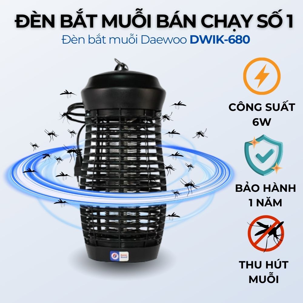 Đèn bắt muỗi Daewoo DWIK-680 - Hàng chính hãng