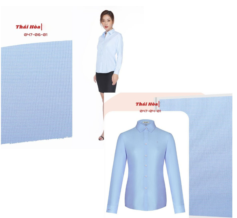 Áo sơ mi nữ Thái Hòa xanh dương 047